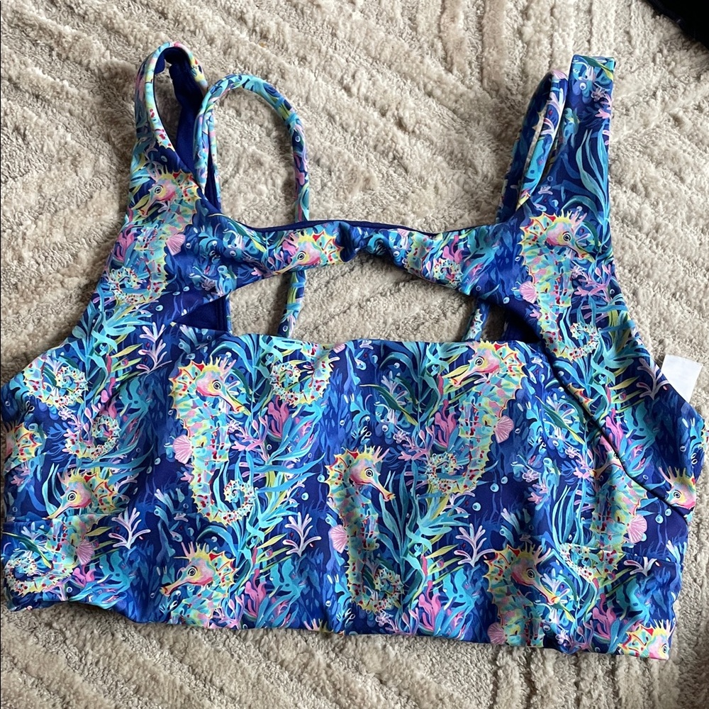 Vibrant Sea Life Print Bikini Top